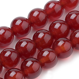Natural Carnelian Beads Strands, Dyed, Round