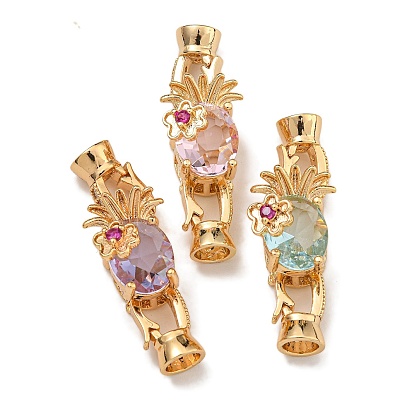 Латунные микро проложить кубического циркония раз за застежками, ананас, реальный 18 k позолоченный