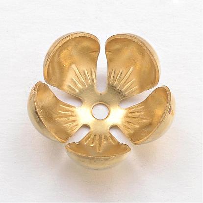 Brass Caps, 5-Petal, Flower, 13x6mm, Hole: 1mm