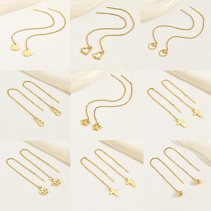 Геометрические круглые серьги с кисточками-гвоздиками 201 цепочка из нержавеющей стали