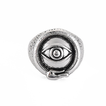 Flat Round with Eye Alloy Finger Ring, Chunky Wide Ring for Men, Cadmium Free & Lead Free