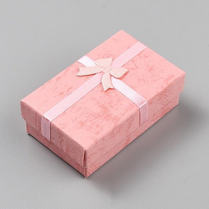 Коробки для хранения украшений из картона с мраморным принтом, прямоугольник с бантом