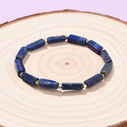 Природные лазурит бисером растянуть браслеты, кубоид