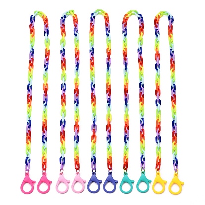 Персонализированные ожерелья-цепочки из акрила, цепочки для очков, цепочки для сумочек, с пластиковыми застежками в виде когтей лобстера
