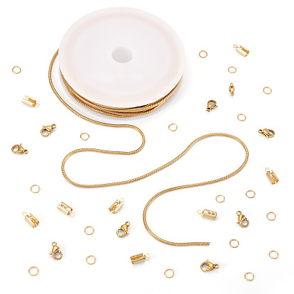 Наборы для изготовления браслетов своими руками, включая пустые катушки из полипропилена (ПП), 304 Цепочки из нержавеющей стали, складные обжимные наконечники, застежки и соединительные кольца