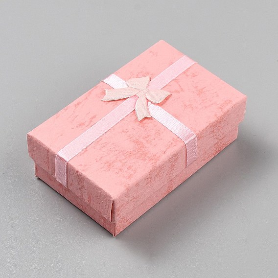 Коробки для хранения украшений из картона с мраморным принтом, прямоугольник с бантом