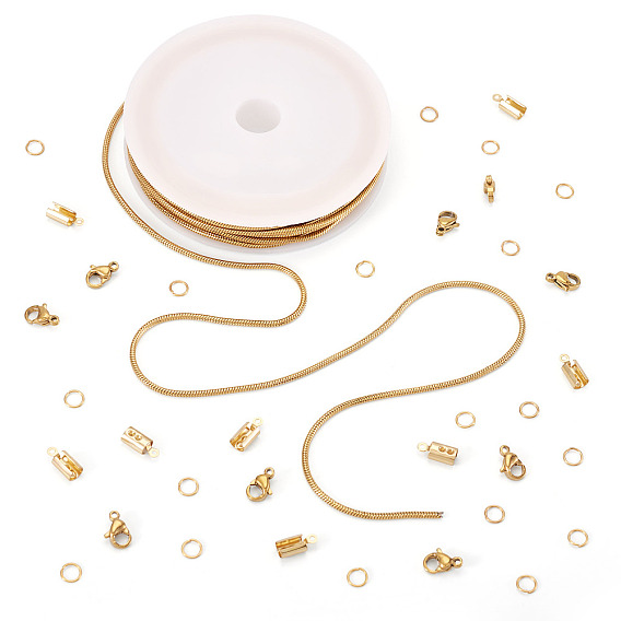 Наборы для изготовления браслетов своими руками, включая пустые катушки из полипропилена (ПП), 304 Цепочки из нержавеющей стали, складные обжимные наконечники, застежки и соединительные кольца