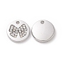 Legierungscharme, mit Strass-Kristall, flach rund mit Bowknot