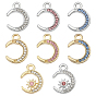 48Pcs 8 Style Alloy Pendants, with Rhinestone, Crescent Moon Charms & Star