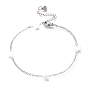 304 Stainless Steel Cable Chain Anklets, with Star Links and Lobster Claw Clasps