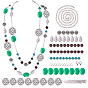 DIY Necklace Making, with Flat Round Tibetan Style Alloy Filigree Joiners, Gemstone Bead, Alloy Bead, Glass Bead and Iron Cable Chains