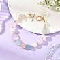 Raw Rough Natural Rose Quartz & Morganite Beaded Bracelets for Women, with 304 Stainless Steel Toggle Clasps and Shell Pearl