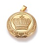 304 подвески из нержавеющей стали Locket, фото прелести рамка для ожерелья, плоские круглые с короной