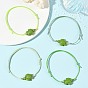 4pcs 4 bracelets en cordon de polyester ciré ajustable, ornés de perles turquoise synthétique teintes à l'océan et de tortues marines, pour femmes, or