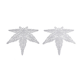 201 Stainless Steel Pendants, Etched Metal Embellishments, Pot Leaf/Hemp Leaf Shape