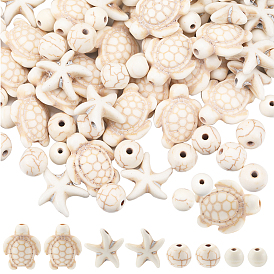 200 шт. 4 стили наборы бусин «сделай сам», включая синтетические бирюзовые и магнезитовые бусины, смешанные окрашенные и неокрашенные, разнообразные