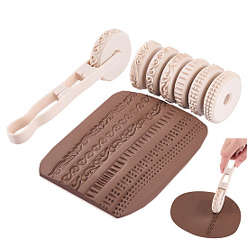 Rouleau tampon en PVC, avec une poignée, outils de poterie, modèle mixte