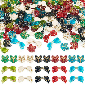 100 шт 10 стили прозрачные акриловые бусины, разнообразные, золотой металл обвитыми