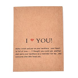 Kraft Paper Necklace Display Cards, Rectangle with Word I Love You