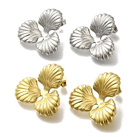 Ion Plating(IP) 304 Stainless Steel Flower Stud Earrings for Women