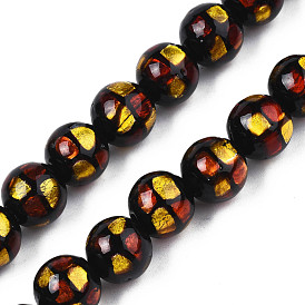 Handmade Silver Foil Glass Beads Strands, Round