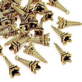 Tibetan Style Alloy Pendants, Lead Free and Cadmium Free, Eiffel Tower, 24x8x7mm, Hole: 1.5mm, about 810pcs/kg