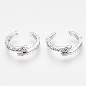 Латунные серьги-манжеты из прозрачного кубического циркония, без никеля 