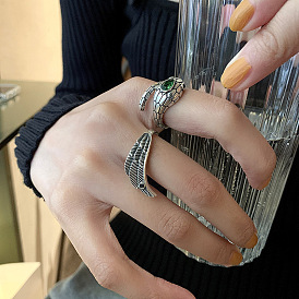 Personalized snake ring female retro geometric ring exaggerated index finger ring S925 silver accessories