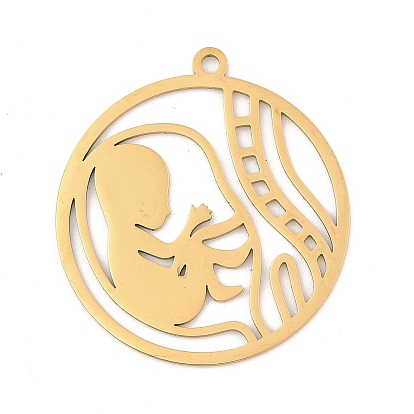 201 подвески из нержавеющей стали, лазерная резка, плоский круглый с подвеской в виде плода