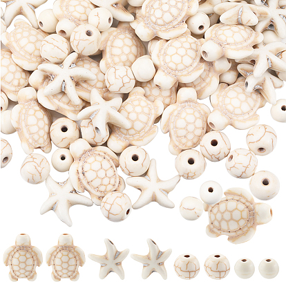 200 шт. 4 стили наборы бусин «сделай сам», включая синтетические бирюзовые и магнезитовые бусины, смешанные окрашенные и неокрашенные, разнообразные