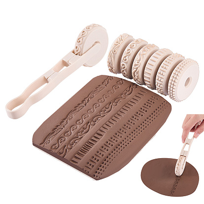 Rouleau tampon en PVC, avec une poignée, outils de poterie, modèle mixte