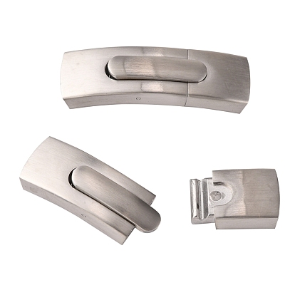 304 Stainless Steel Bayonet Clasps, Frosted, Rectangle