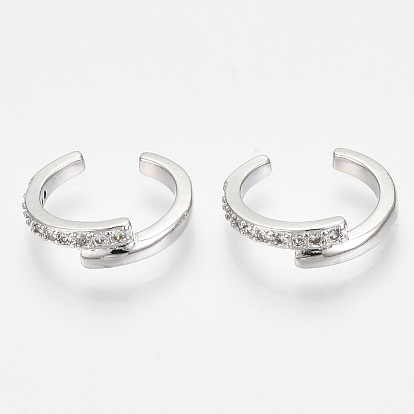 Латунные серьги-манжеты из прозрачного кубического циркония, без никеля 