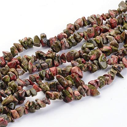 Natural Unakite Chips Beads Strands