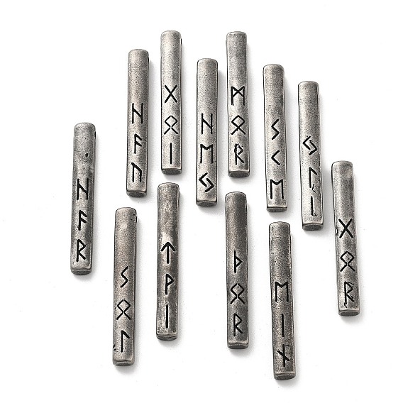 Ретро 304 из нержавеющей стали подвески, прямоугольник с руническим амулетом