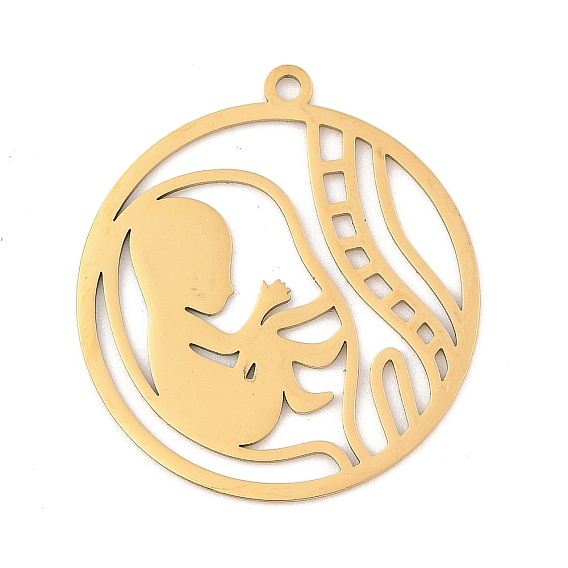 201 подвески из нержавеющей стали, лазерная резка, плоский круглый с подвеской в виде плода