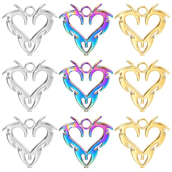 Stainless Steel Pendants, Dragon Heart Charms