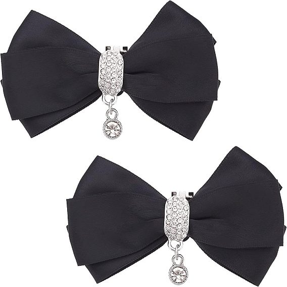 2 съемное украшение для обуви из полиэстера с бантом, с пряжкой из сплава, хрусталь стекло горный хрусталь