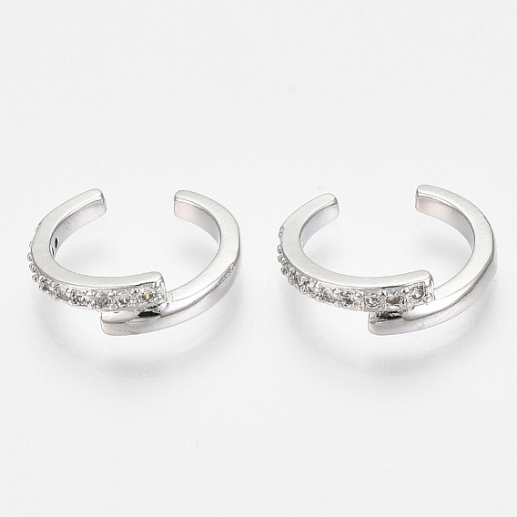 Латунные серьги-манжеты из прозрачного кубического циркония, без никеля 