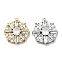 Латунные микропаве прозрачные подвески с фианитом, плоские круглые прелести, стойки покрытие, долговечный, без свинца и без кадмия