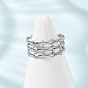 Multi Layer 304 Stainless Steel Cuff Open Rings, Bamboo Joint