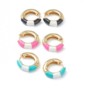 Серьги-кольца Huggie с двухцветной латунной эмалью, кольцо, золотые
