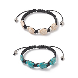 Bracelet de perles tressées en tortue synthétique turquoise (teinte) pour femme