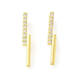 Rack Plating Brass Micro Pave Cubic Zirconia Pendants, Long-Lasting Plated, Lead Free & Cadmium Free, Slim Line