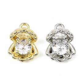 Латунные микро проложить кубического циркония подвески, без кадмия, без никеля и без свинца, формы раковины