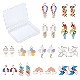 24Pcs 12 Style Alloy Enamel Pendants, Mix-shaped