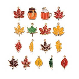 Подвески из сплава с эмалью на тему Дня благодарения, золотые, лист