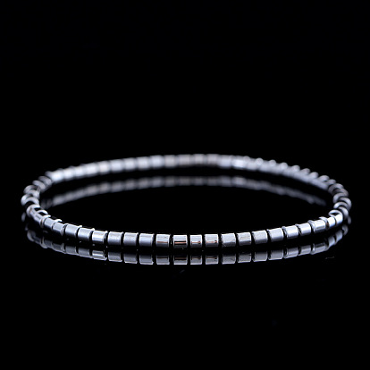 Браслеты из синтетических немагнитных гематитовых бусин для мужчин, колонка