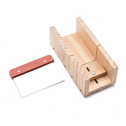 Bamboo Loaf Soap Cutter Tool Sets, Rectangular Soap Mold with Wood Box, Stainless Steel Straight Cutter, for Handmade Soap Making Supplies