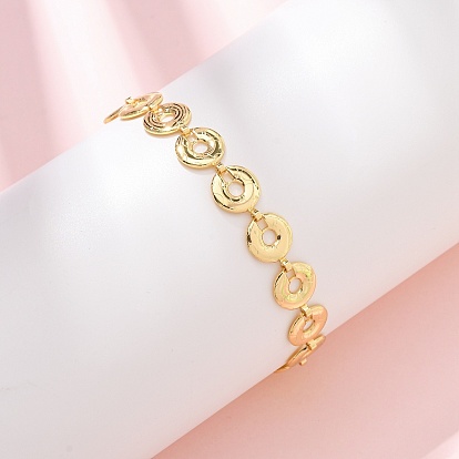 Браслеты из латунной цепочки для женщин, кольцо, долговечный, стойки покрытие, без кадмия и без свинца
